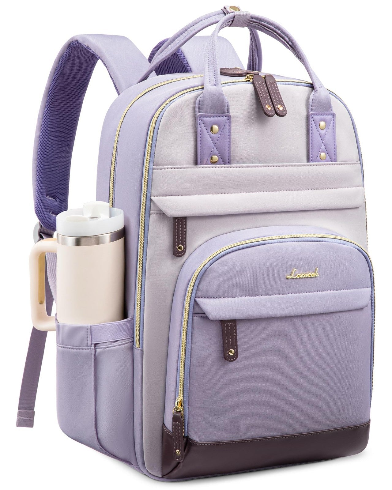 Stylish Laptop Backpack for Women   18.4" Travel Bag with Cup Holder, Cute Colle1