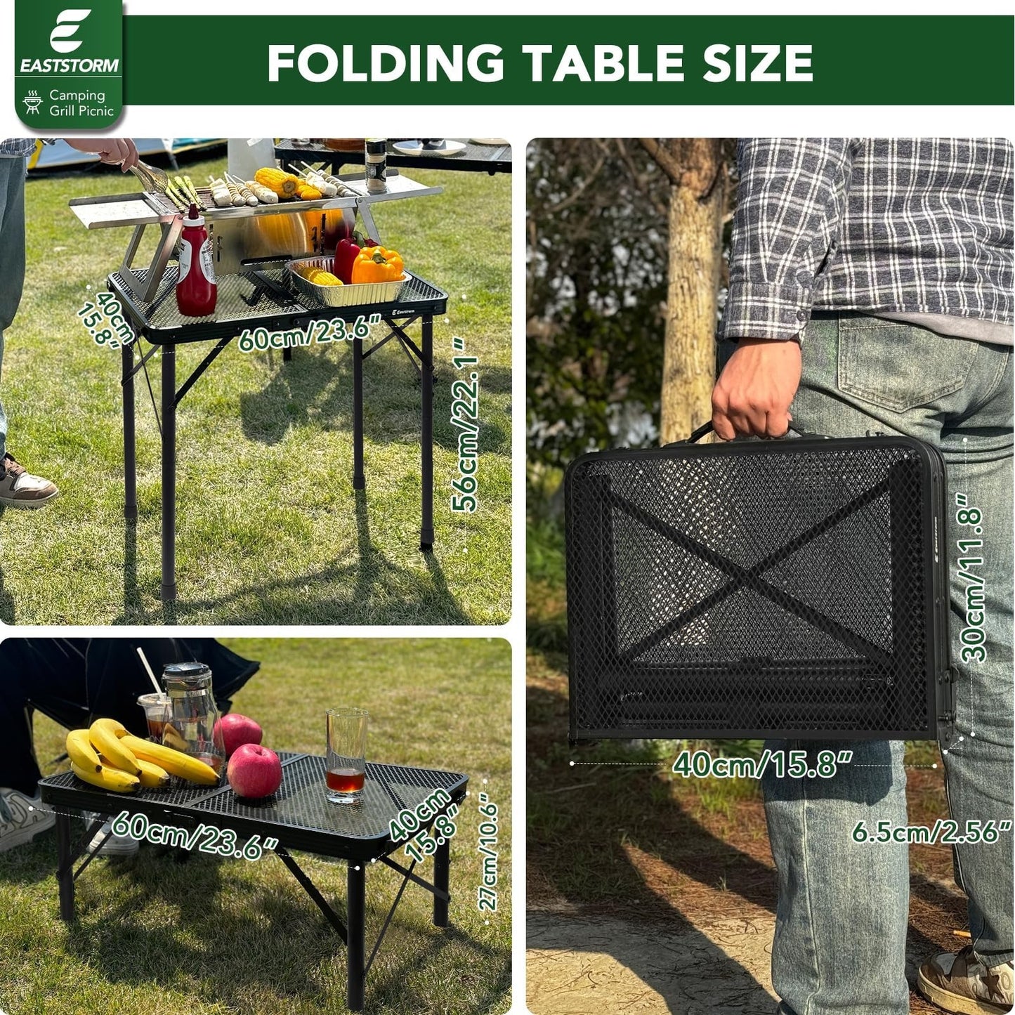 Compact Folding Picnic Table - Portable Outdoor Camping Table with Mesh Bag for3