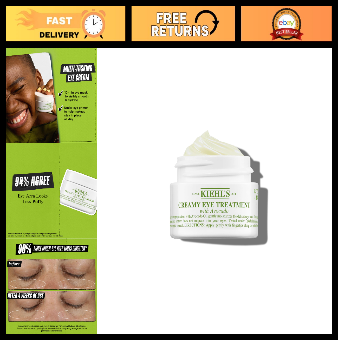 Avocado Eye Treatment for Dry Lines & Puffiness   Hydrating Under Eye Cream0