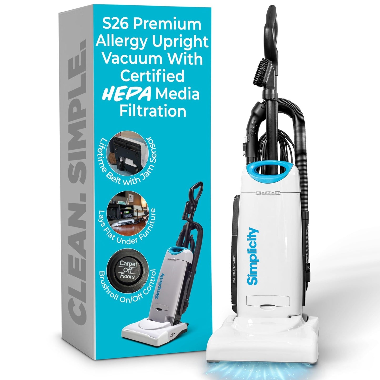 Allergy Upright Vacuum Cleaner - Multi-Surface, HEPA Filter, Pet Hair Pickup, Ba0