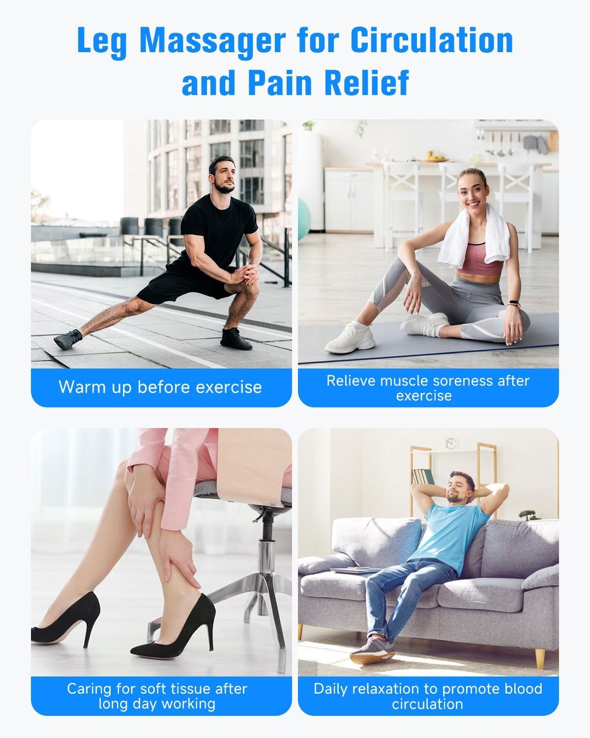Leg Compression Boots - Foot Massager with Heat, 3 Modes & Intensities, Muscle R5