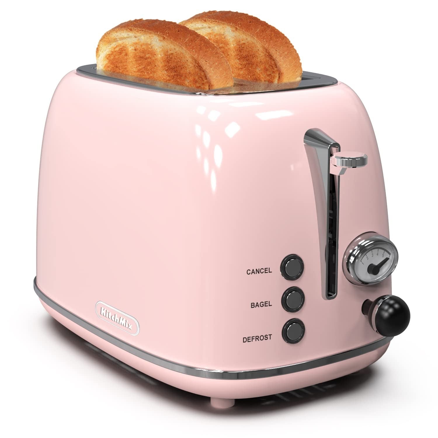 Retro 2 Slice Stainless Steel Toaster   6 Settings, Extra Wide Slots, Bagel/Defr1