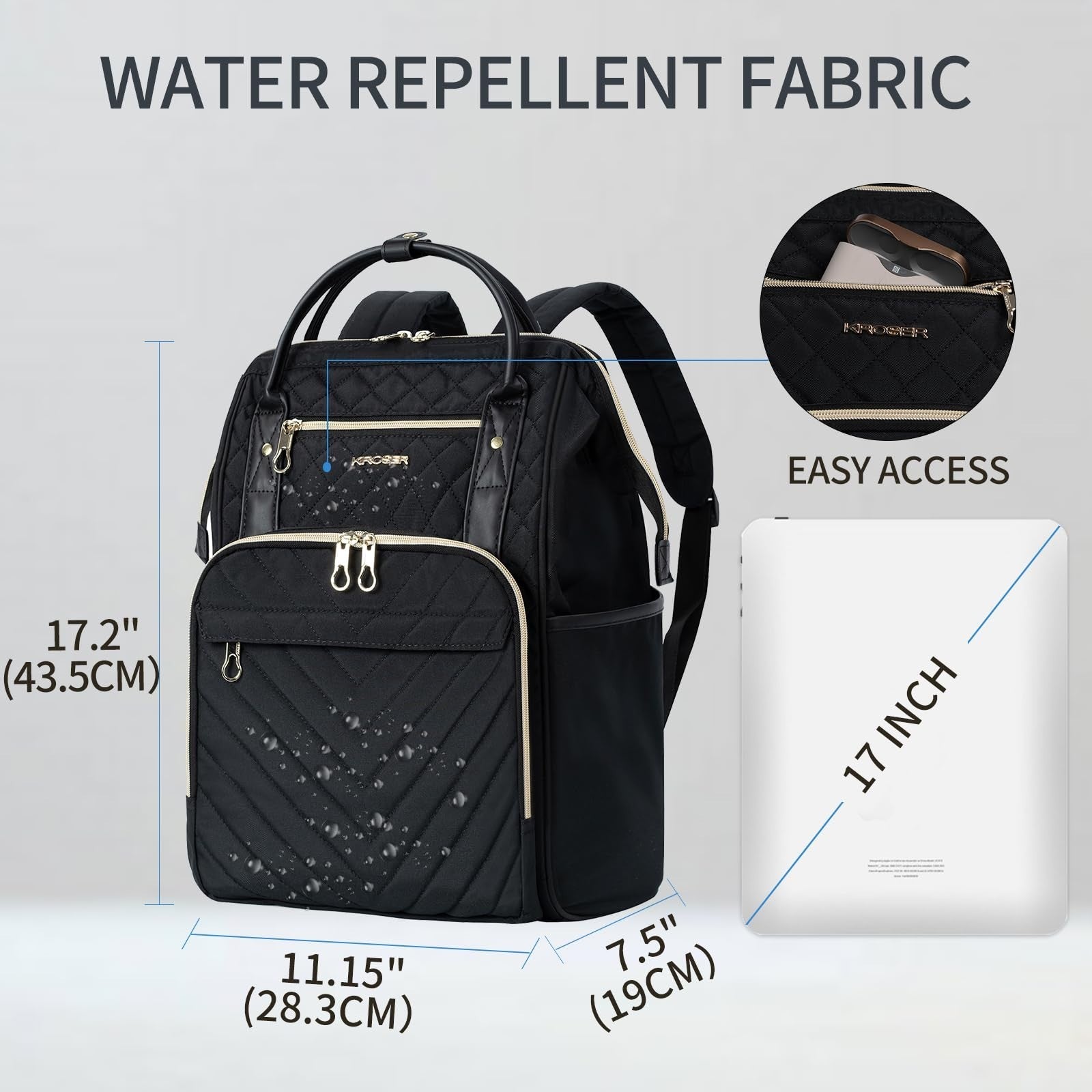 Stylish 17" Water-Repellent Laptop Backpack for College, Travel & Work - Unisex2