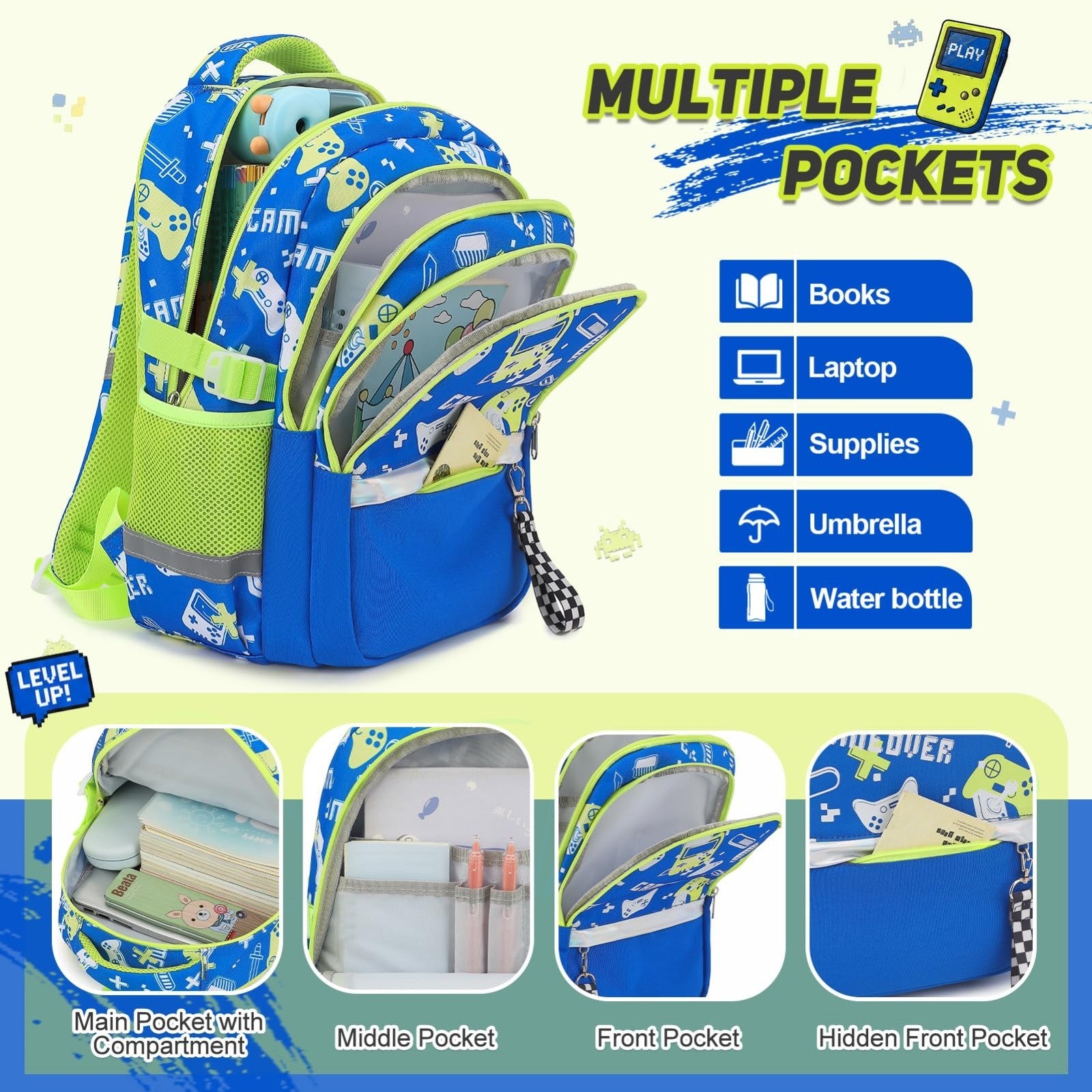 Luminous Boys Backpack Set   3PCS with Lunch Box & Pencil Case, School Bag2