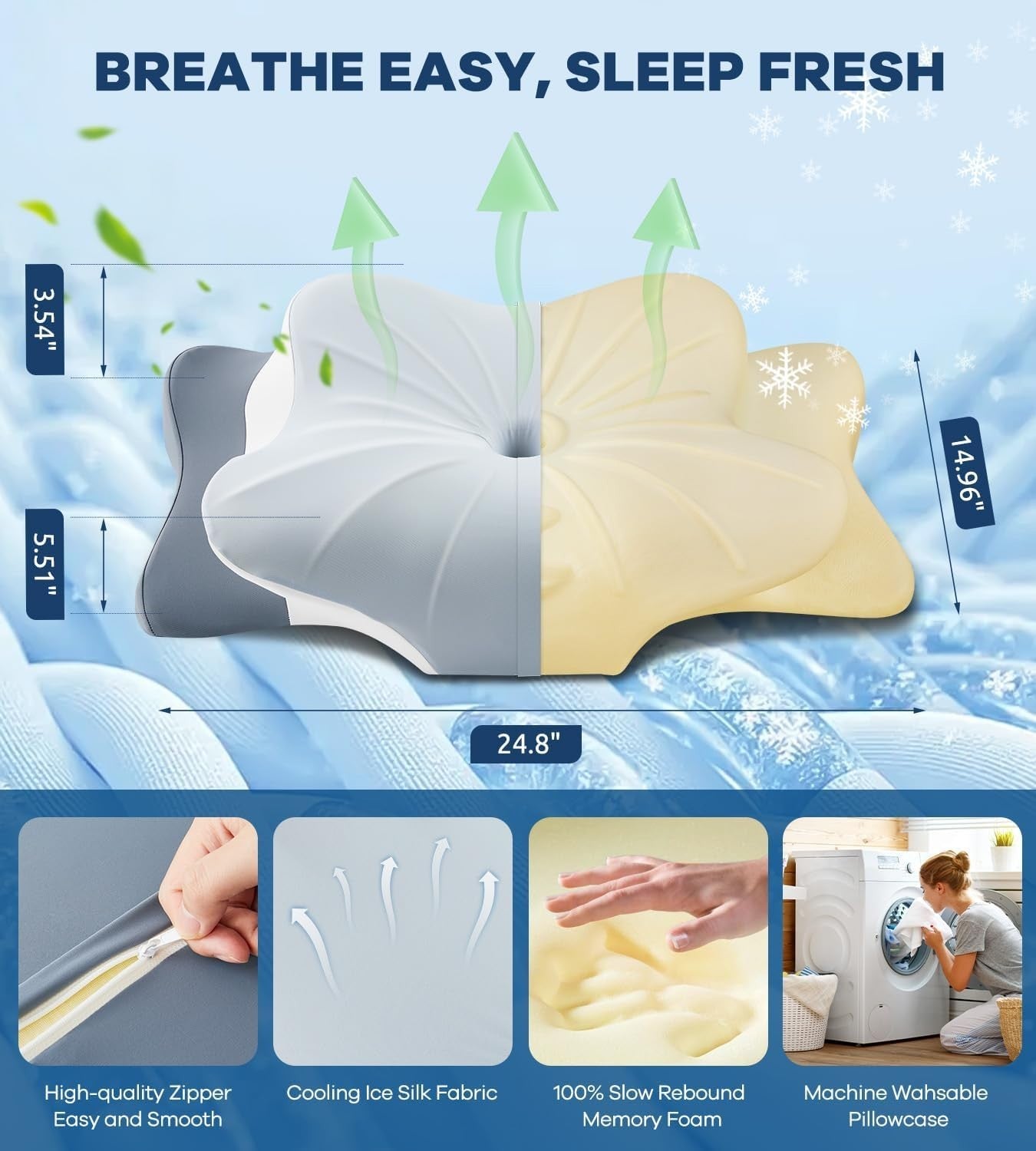 Ergonomic Memory Foam Cervical Pillow for Neck Pain Relief   Sleep Comfort Aid3