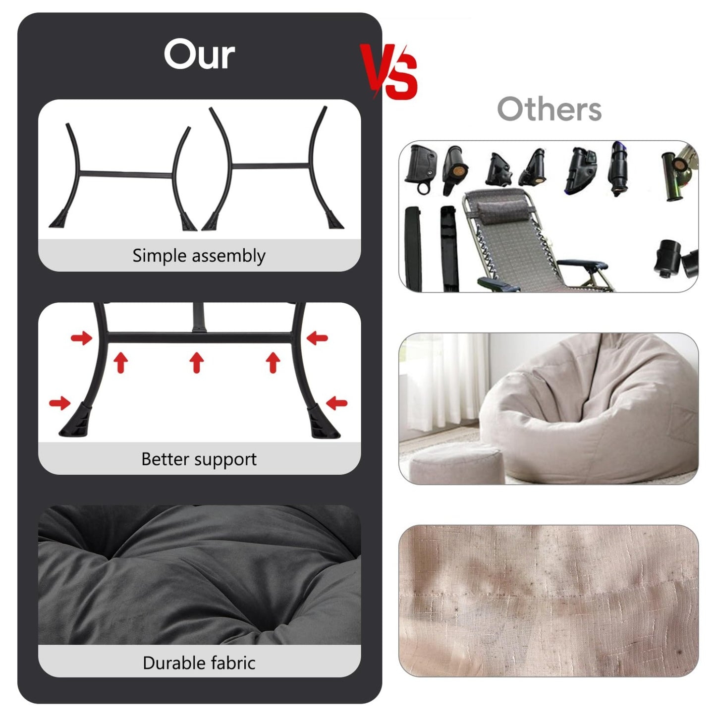 Modern Folding Ottoman Lazy Chair - Large Accent Armchair for Bedroom, Office &5