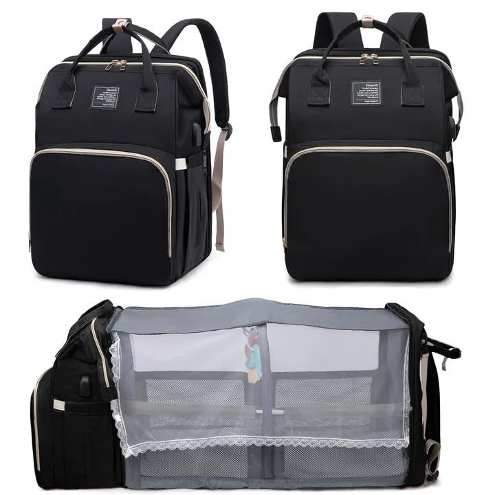 Large Capacity Diaper Bag Backpack with Changing Station, 25L, Multi Function Ba0