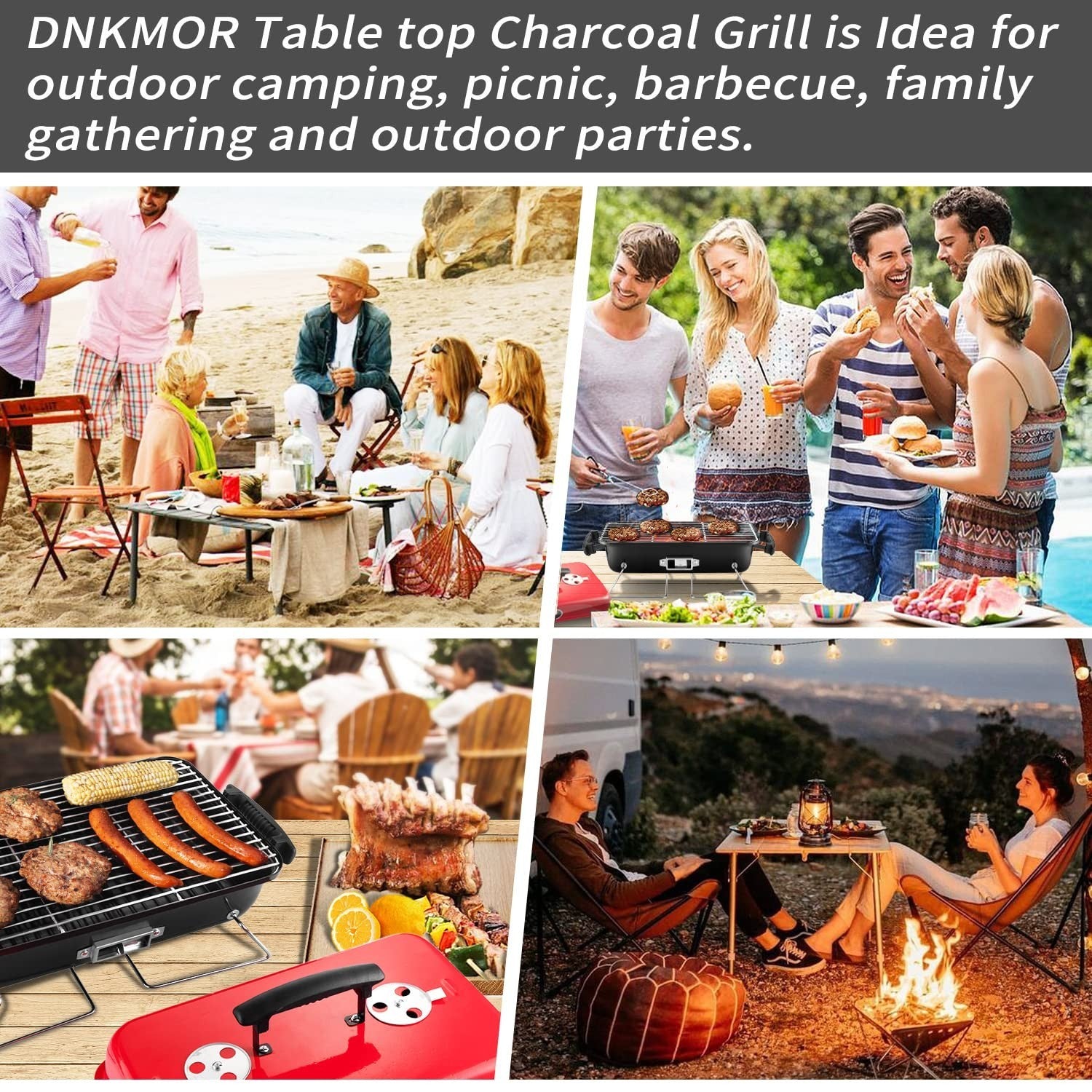 Portable Charcoal Grill - Compact Outdoor BBQ Smoker for Camping, Picnics & Beac7