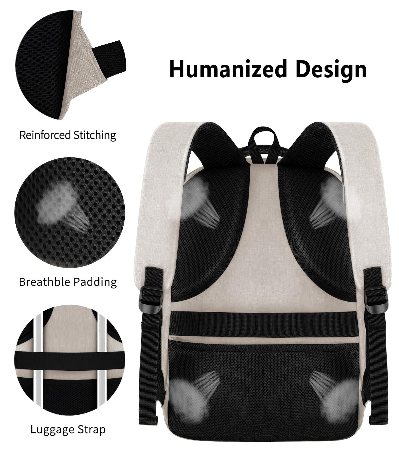 Travel Laptop Backpack for Women   USB Charging, Water Resistant, Fits 15.6"   B6
