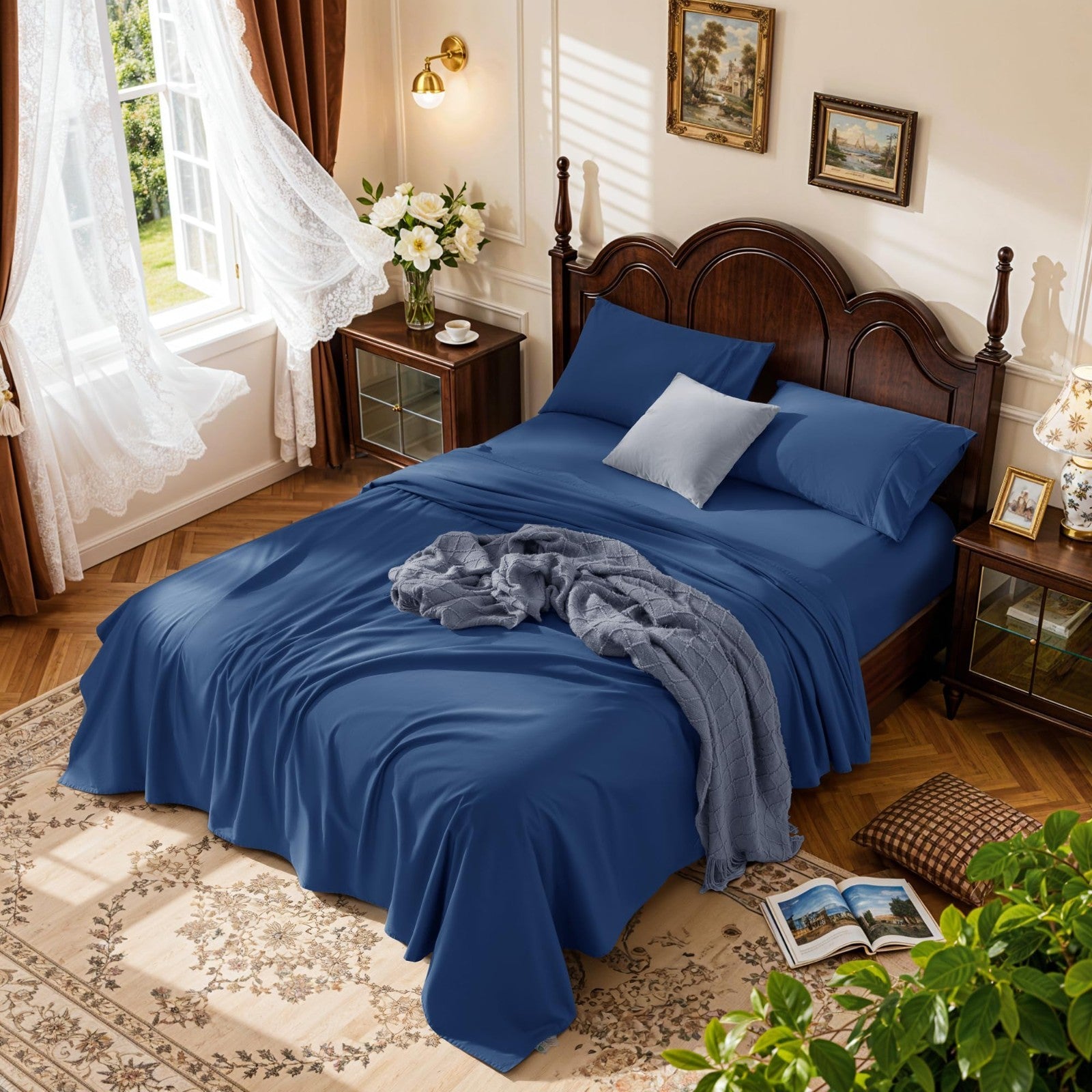 1000 Thread Count Cotton King Size Sheet Set, 4 Piece, Deep Pocket, Soft & Breat1
