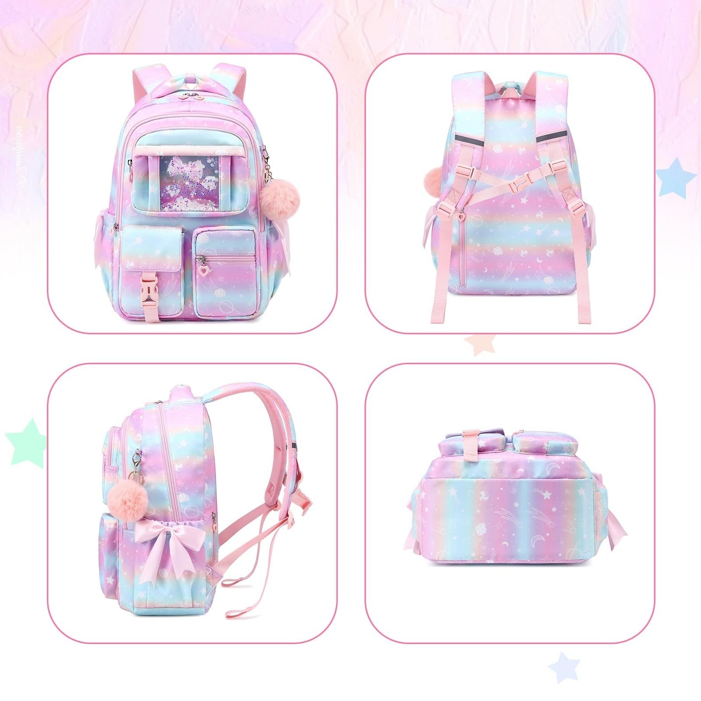 Girls' Pink Planet Backpack - Kids School Book Bag for Elementary & Primary Use5