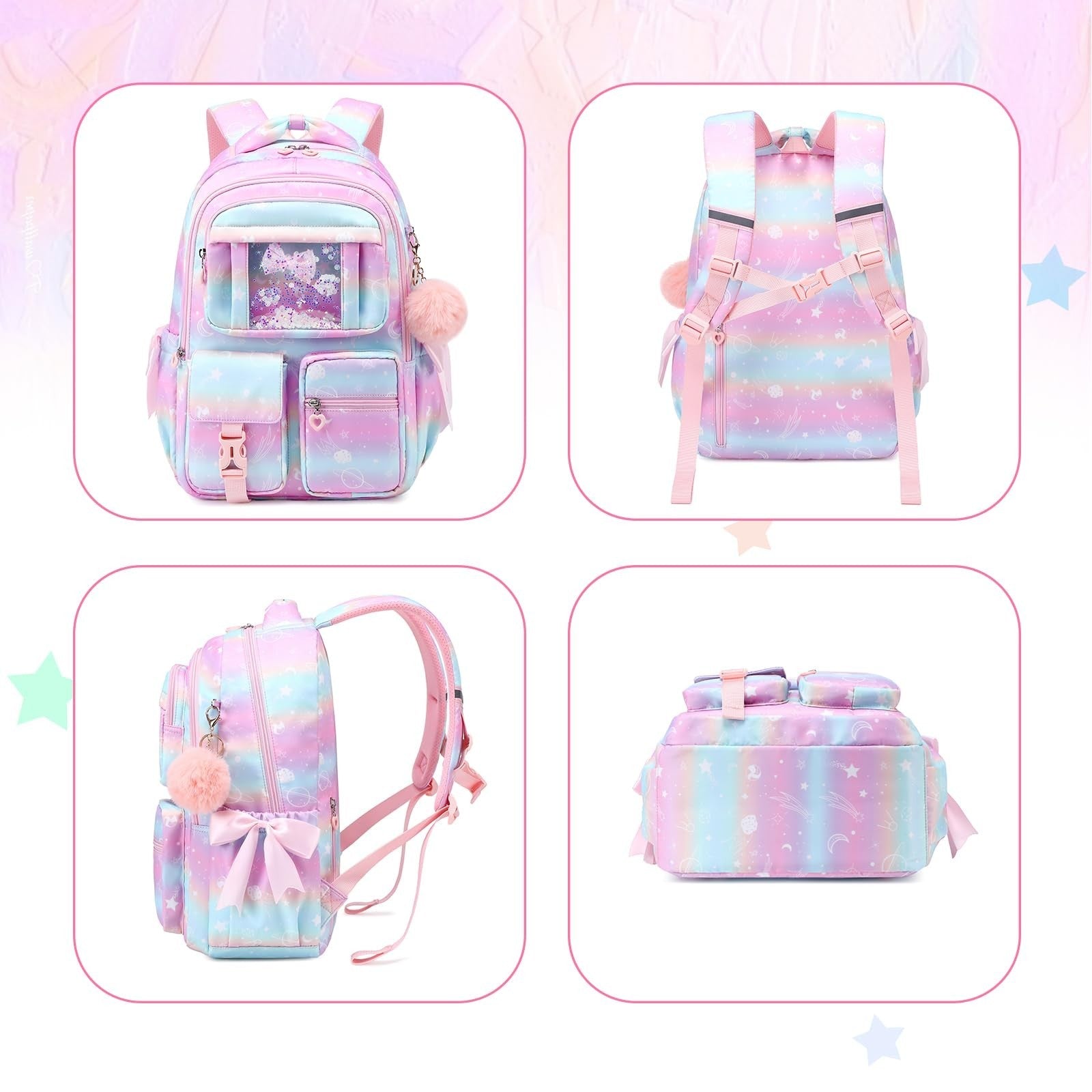 Girls' Pink Planet Backpack - Kids School Book Bag for Elementary & Primary Use5