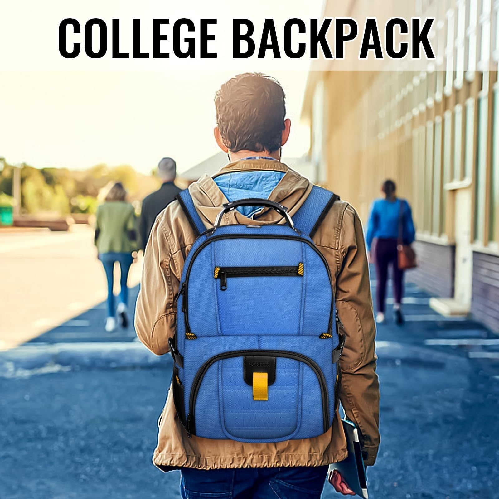 Large Laptop Backpack for Men, Heavy Duty Travel Bag, Waterproof, Multi Compartm2