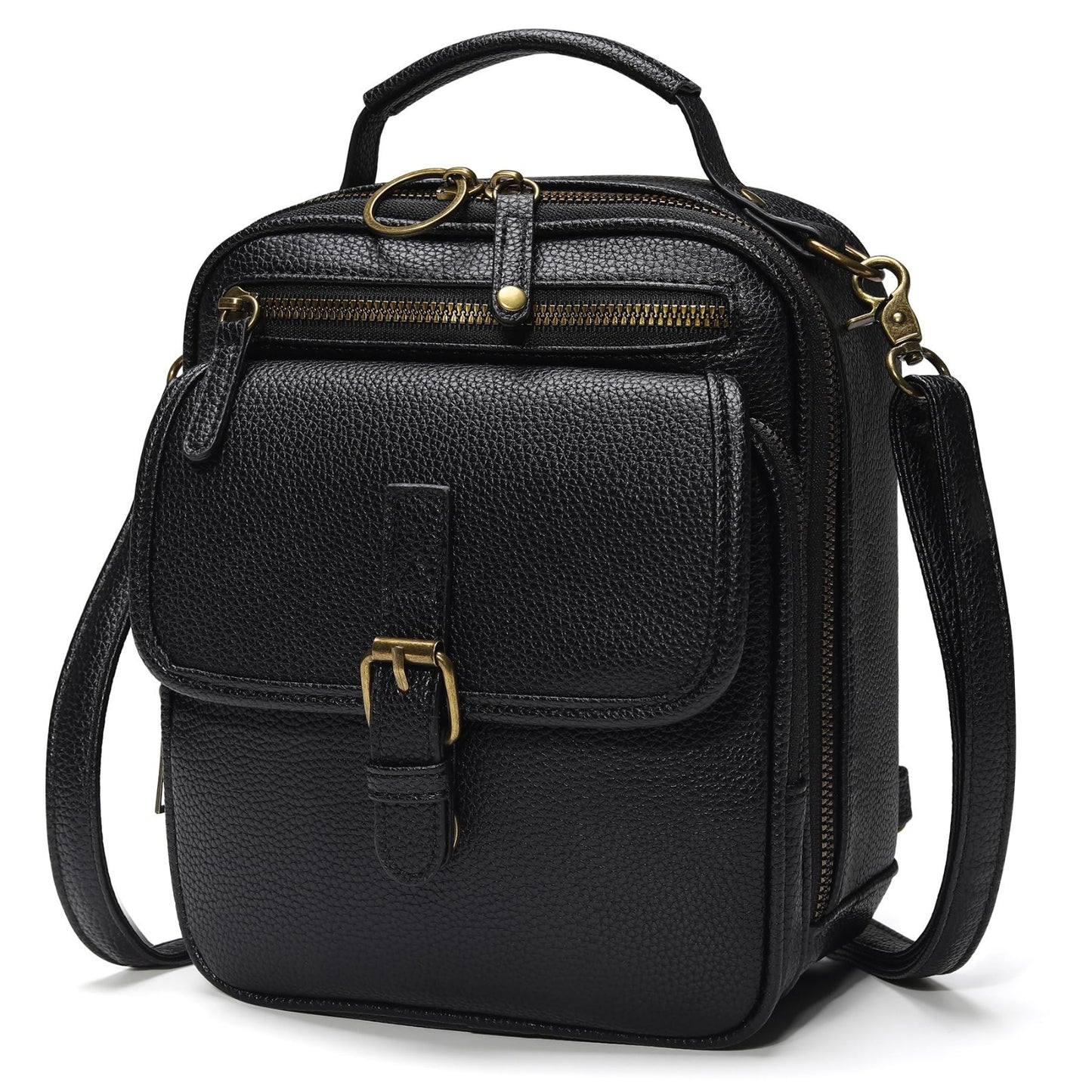 Vegan Leather Crossbody Bags for Women - Vintage Anti-Theft Messenger Purse with1