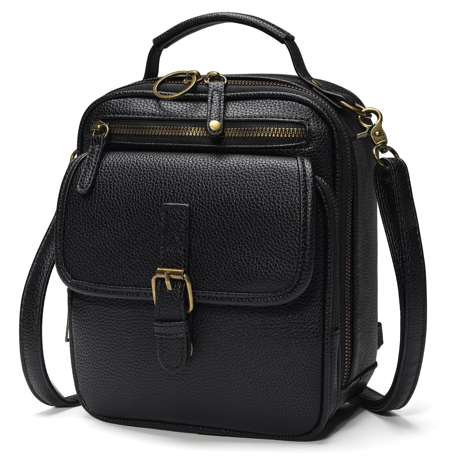Vegan Leather Crossbody Bags for Women - Vintage Anti-Theft Messenger Purse with1