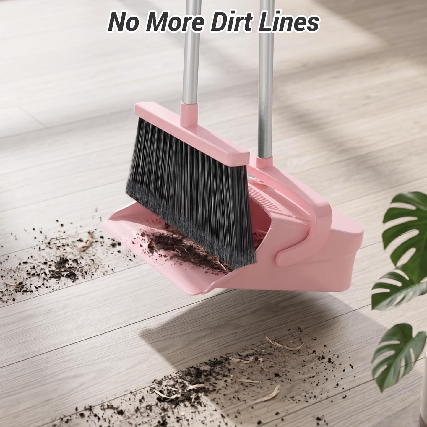 Pet Hair Broom & Dustpan Set - Long Handle Self-Cleaning for Home, Kitchen, Offi3
