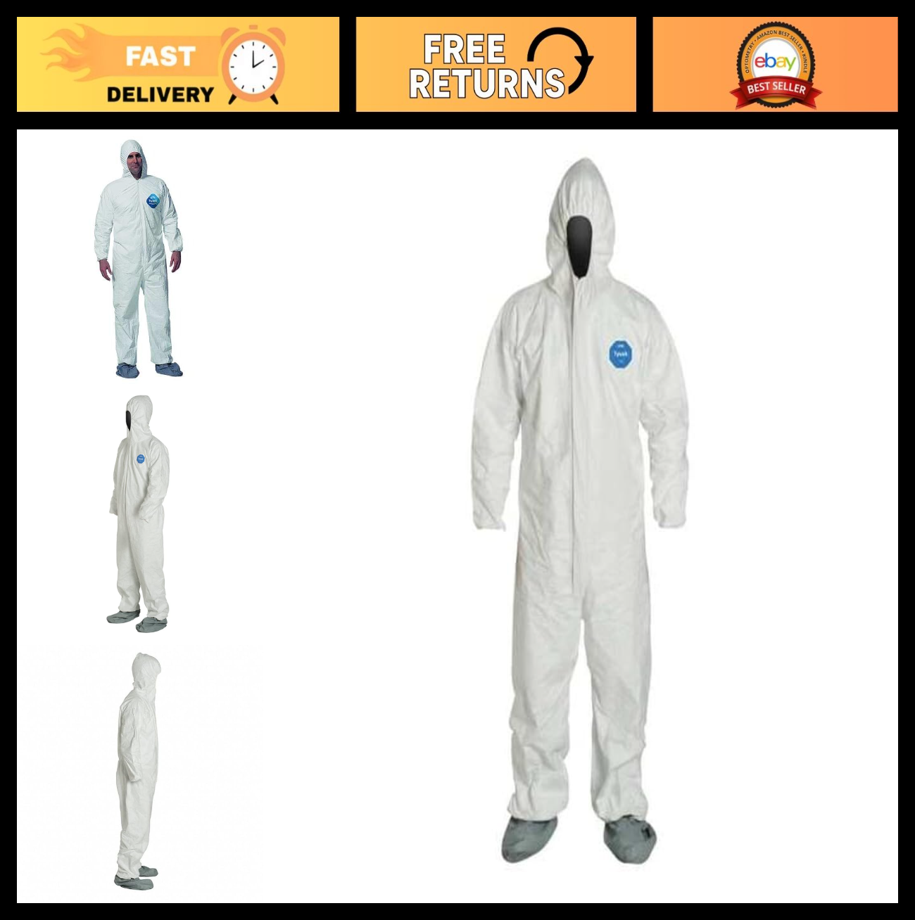 Disposable Protective Coverall with Hood & Boots - Tyvek 400, Safety Gear, Workw0