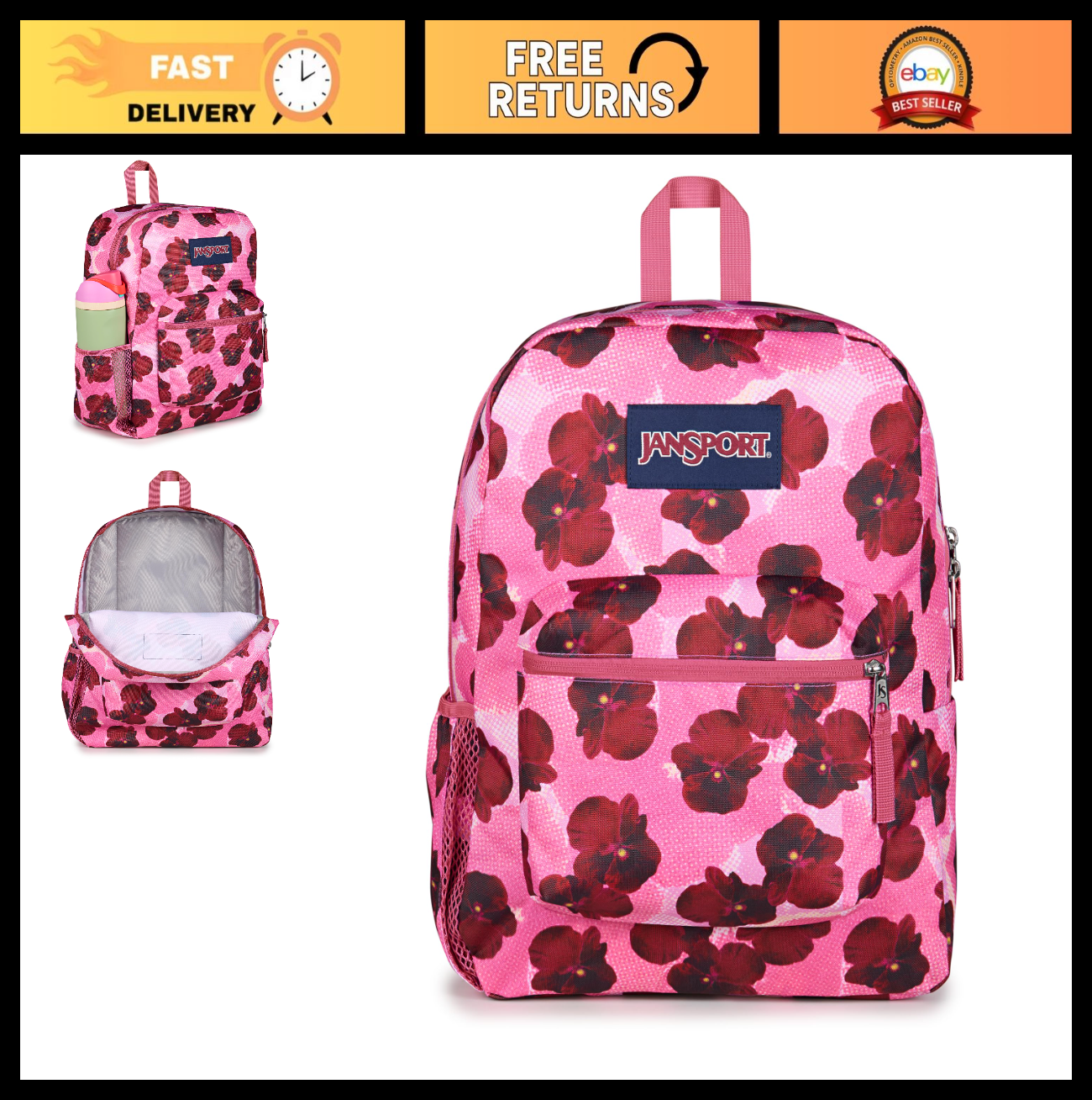 26L Classic Daypack Backpack   12" Stylish Pop Art Pansies, School & Travel Bag0