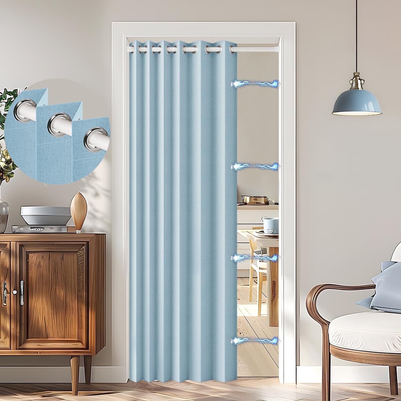 100% Blackout Magnetic Curtain Panel for Closet Door, Laundry, Hallway, 45x80" B0