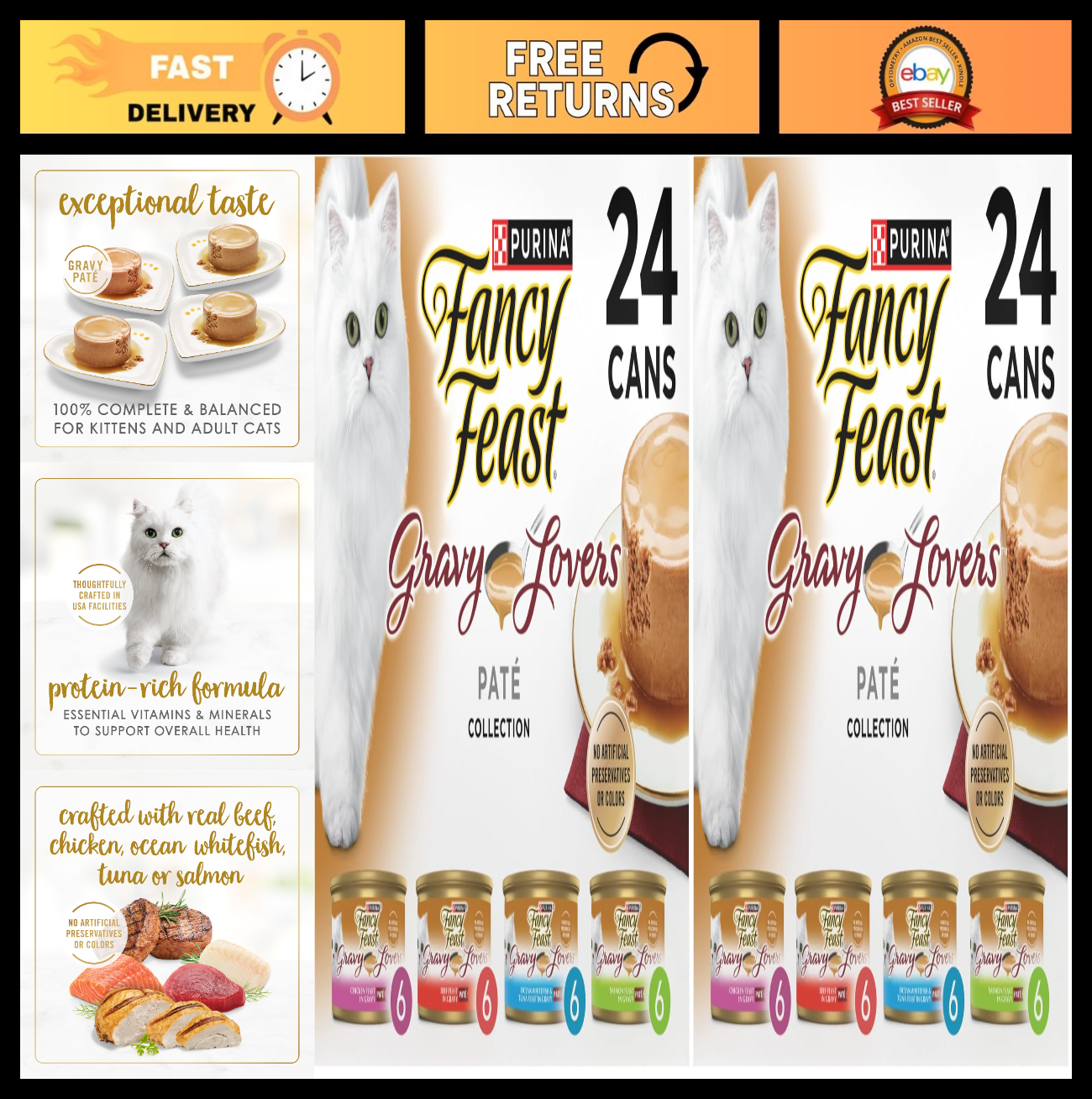 Gourmet Wet Cat Food Gravy Variety Pack   Pate & Gravy, 4.5 lb, 48 Cans0