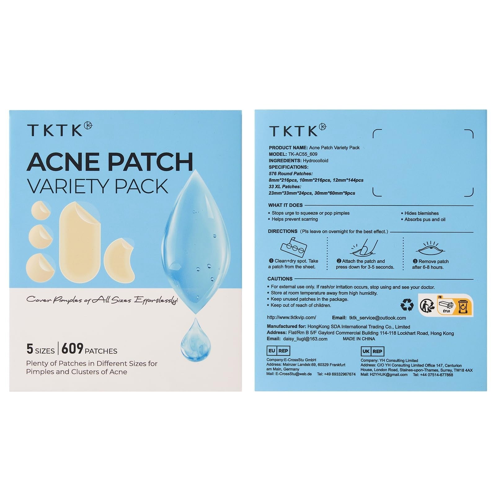609 Count Hydrocolloid Pimple Patches for Face   Acne Treatment Cover Dots8