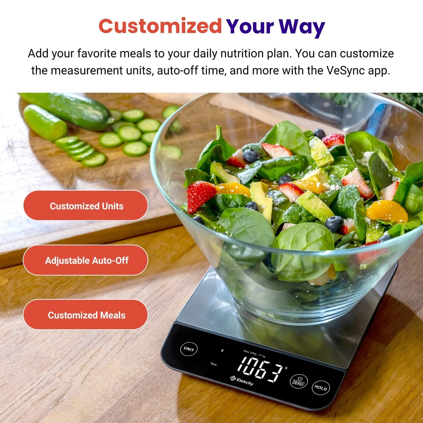 22lb Food Nutrition Scale   Smart Calorie Calculator, Waterproof Kitchen Scale4