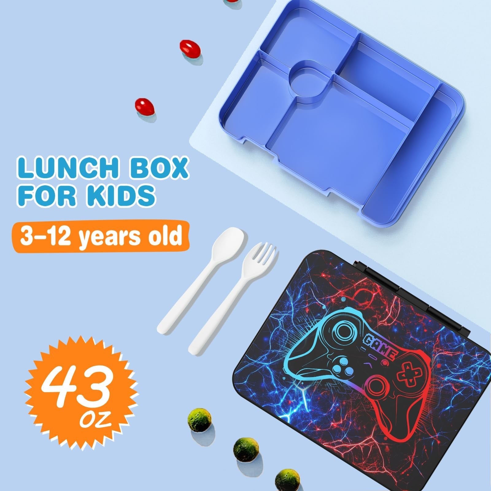 Cool Luminous Gamer Backpack Set for Boys   6PCS with Lunch Bag & Pencil Case, S4