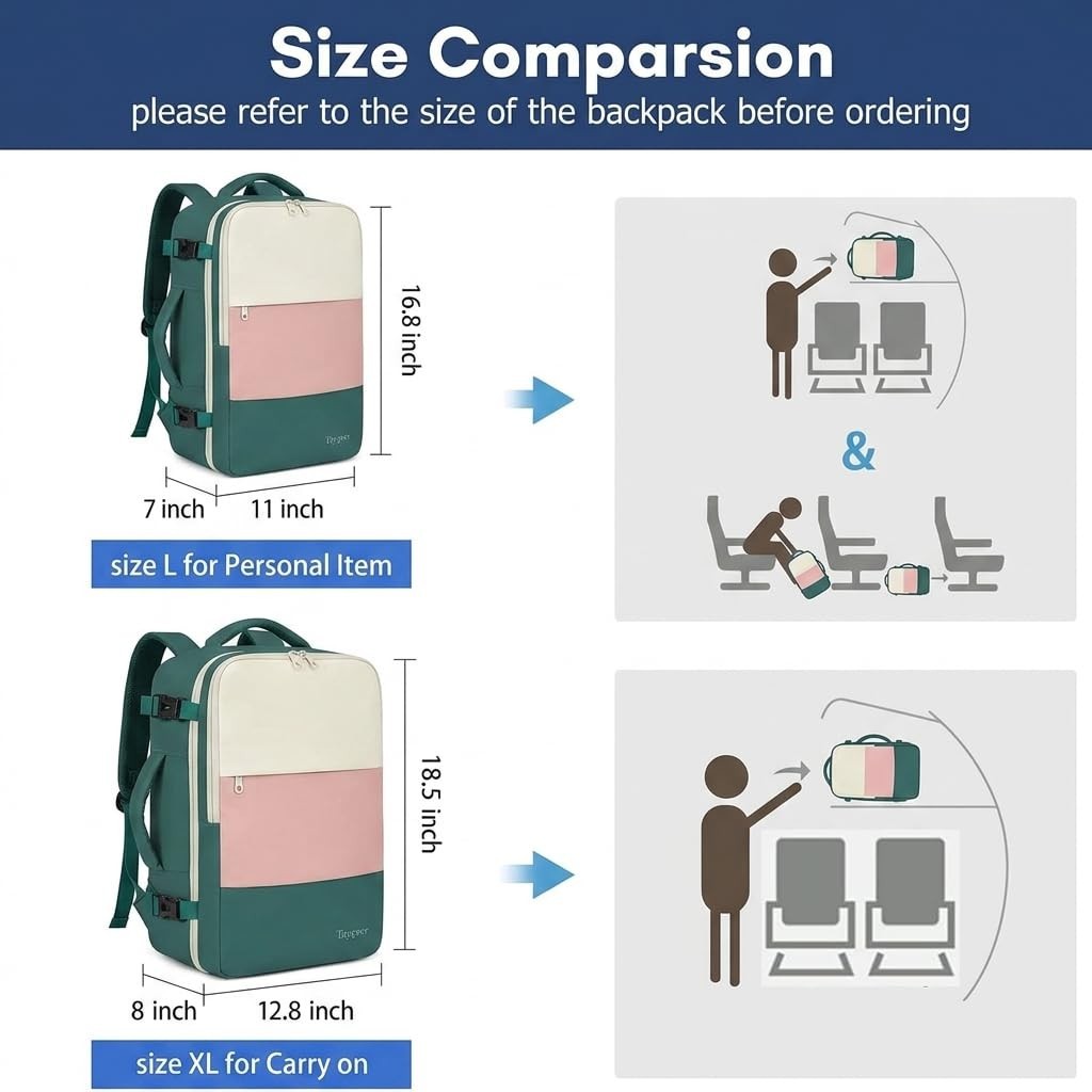 35L Travel Backpack for Women, Airline Approved Carry On Bag, Cute Underseat Day5
