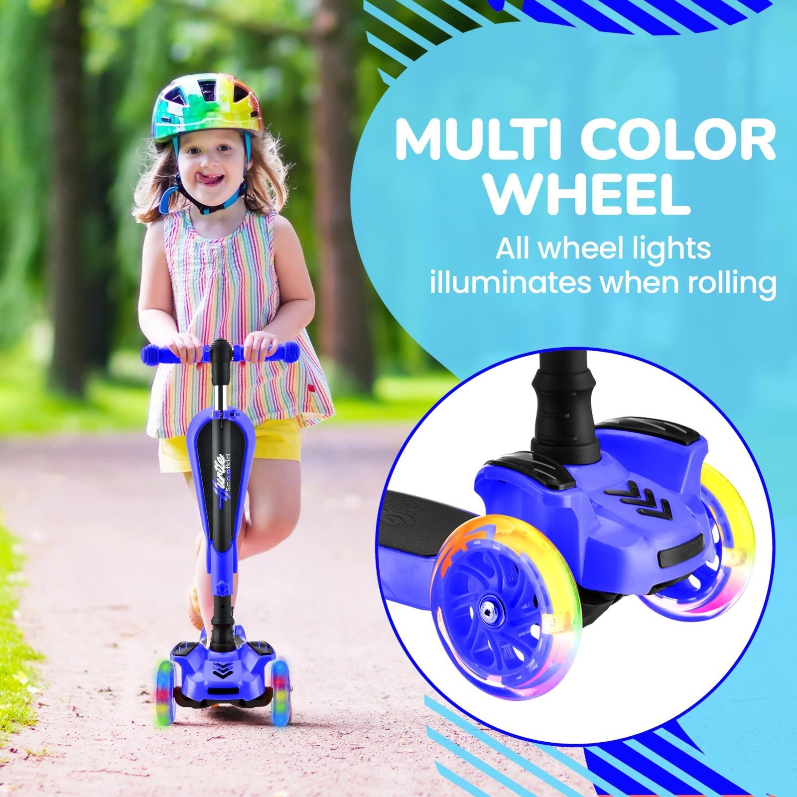 3-Wheeled Kids Scooter with LED Lights, Adjustable Handlebar, Foldable Seat, Bra5