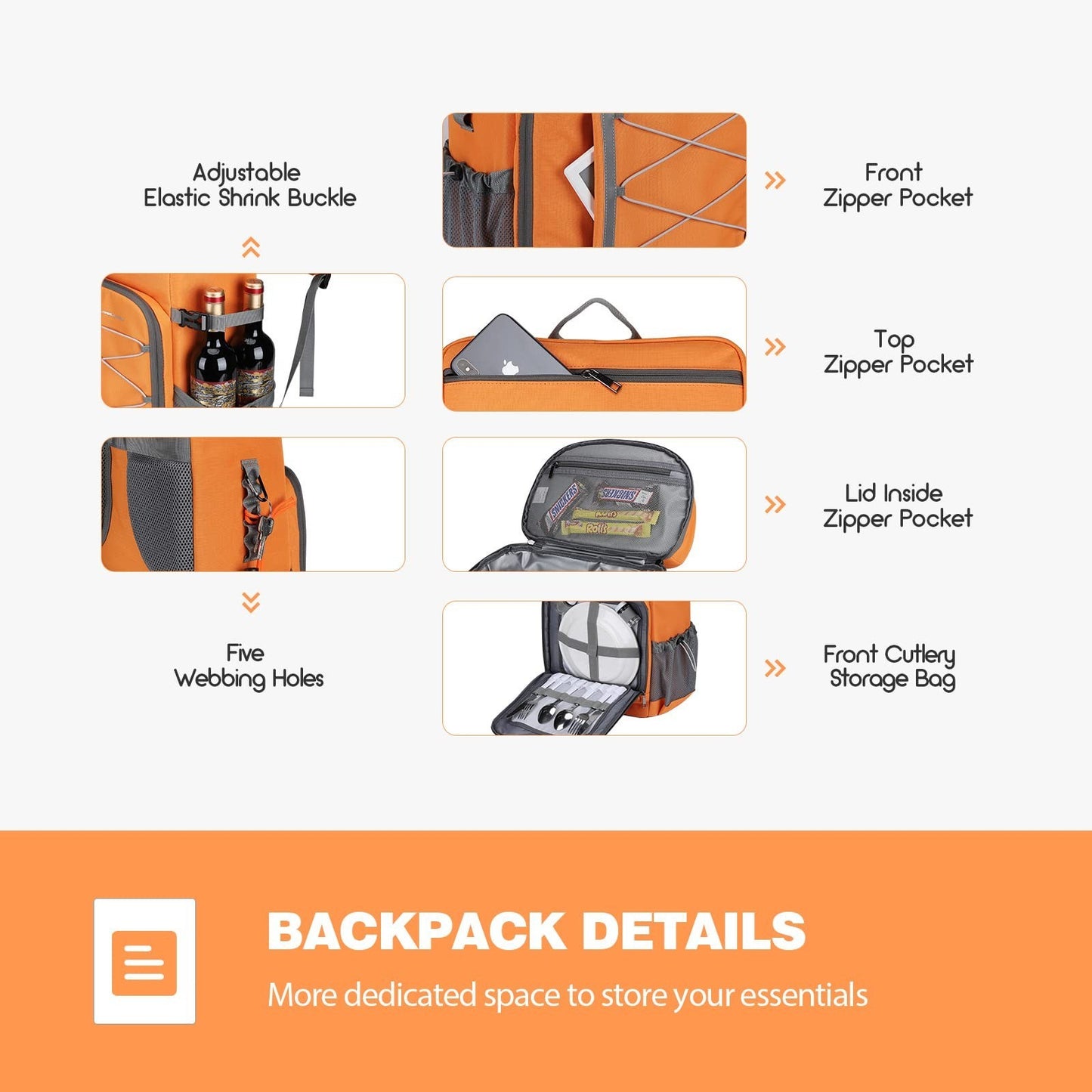 Insulated Soft Cooler Backpack - 35/50 Can Capacity for Camping, Hiking & Beach3