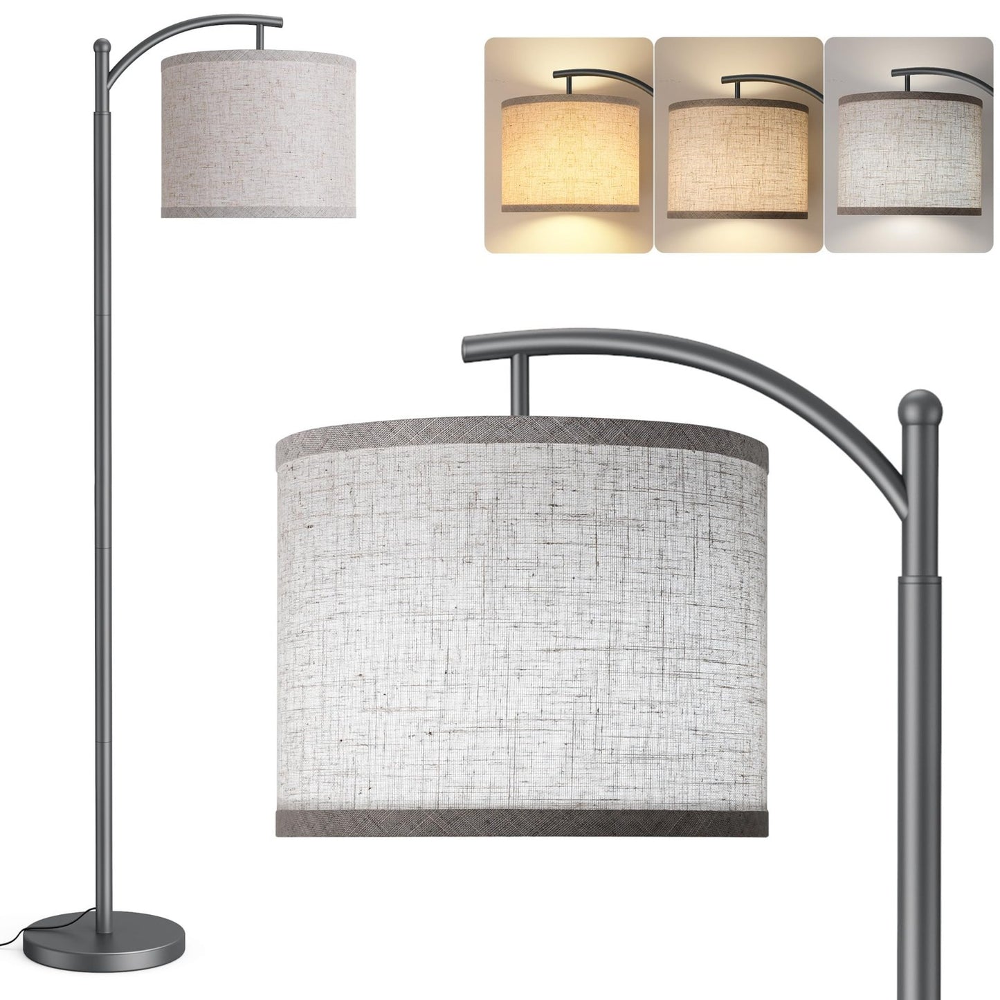 Industrial Floor Lamp with 3 Color Temperatures, Tall Standing LED Reading Light0