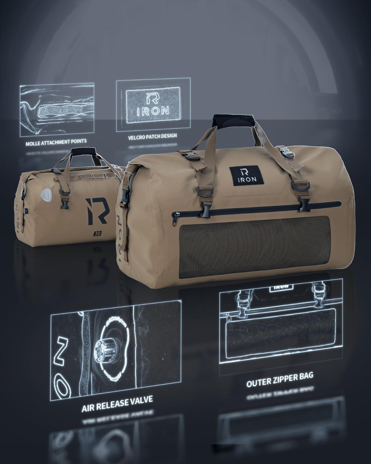 Waterproof Motorcycle Dry Bag - 30L Duffle Luggage with Roll Top & Straps3