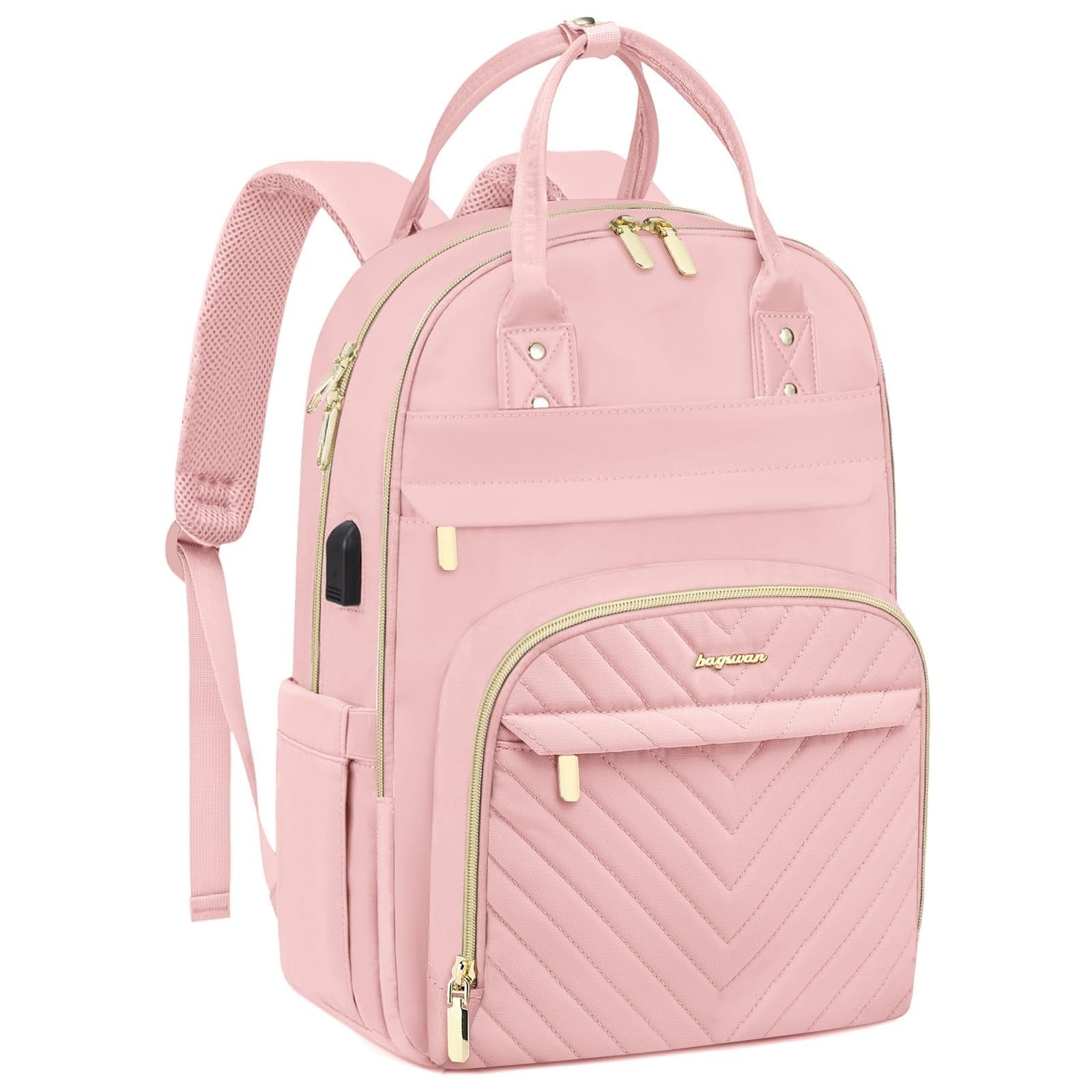 Stylish 15.6" Laptop Backpack for Women   Waterproof Travel Work Bag with USB Ch1