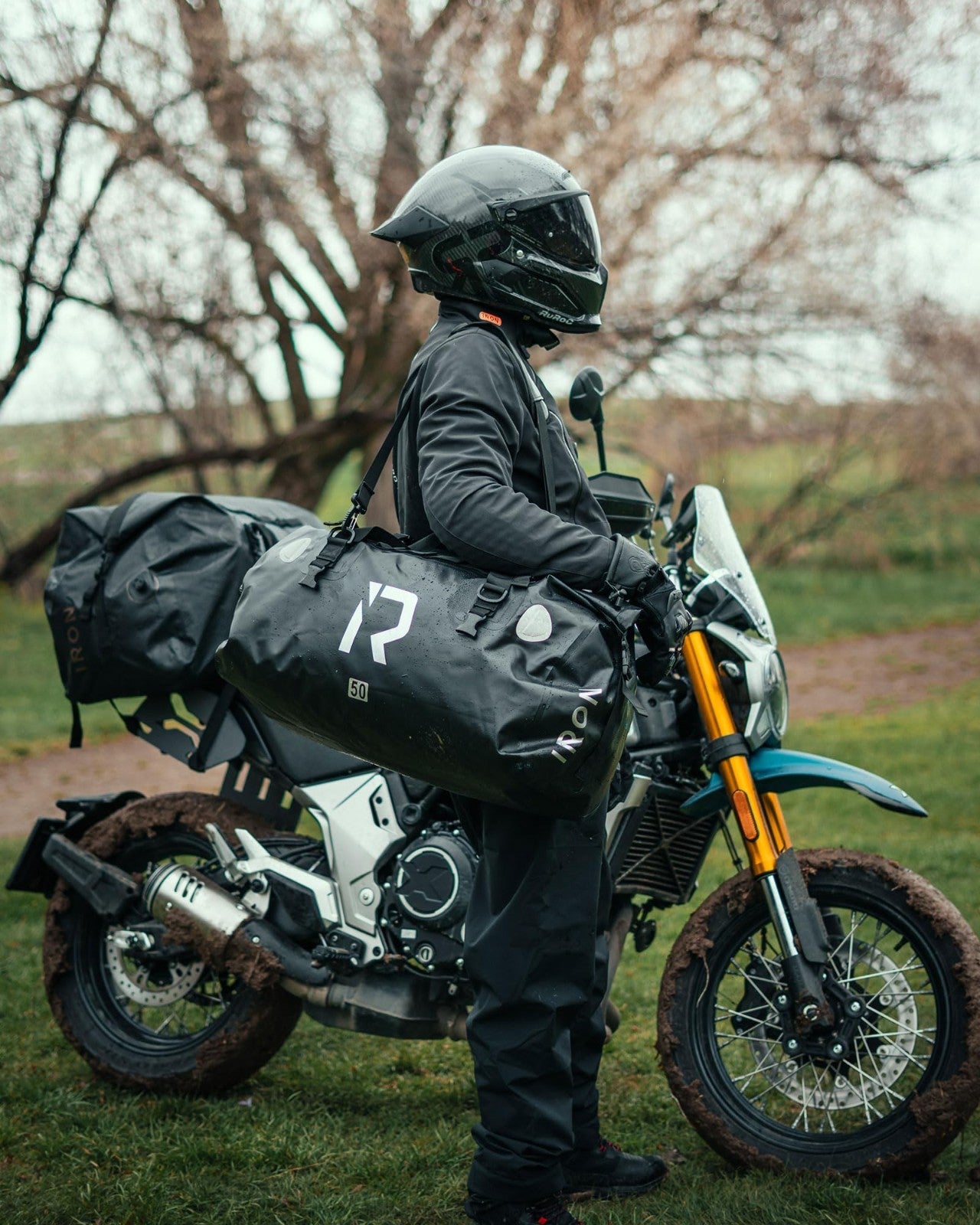 Waterproof Motorcycle Duffle Bag - 30L Tail Bag with Roll Top, Straps & Pockets1