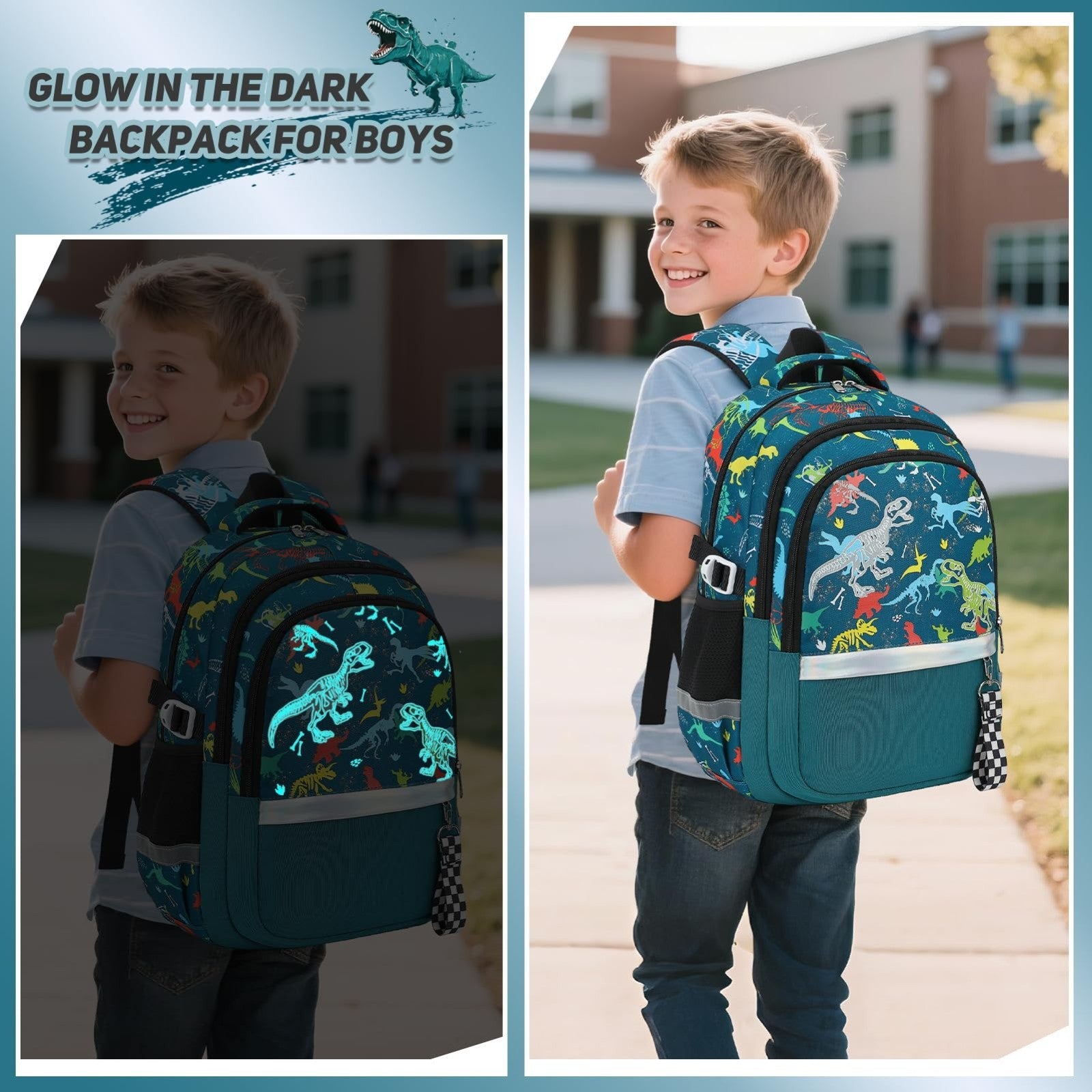 Luminous Boys Backpack Set   3PCS with Lunch Box & Pencil Case   School Gear2