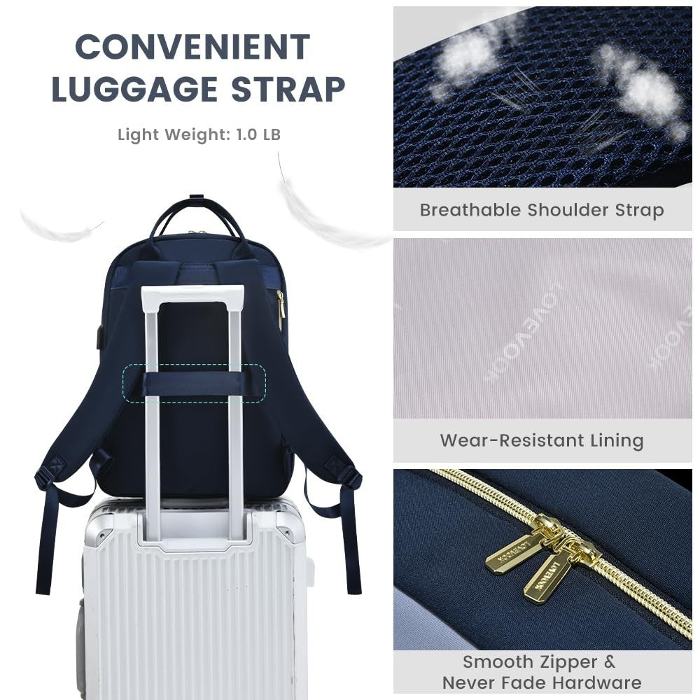 Stylish Waterproof Laptop Backpack for Women, 15.6" Travel Computer Bag, Work Pu5