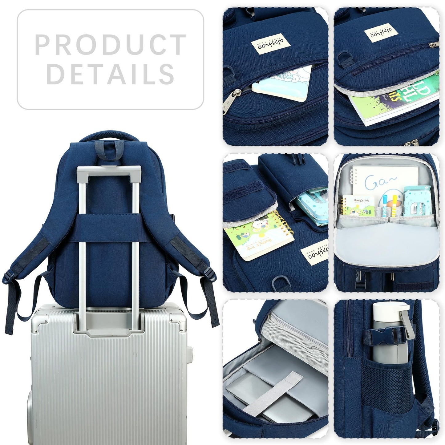 Large Heavy Duty Backpack for School & College, Multi Pocket Travel Bookbag3