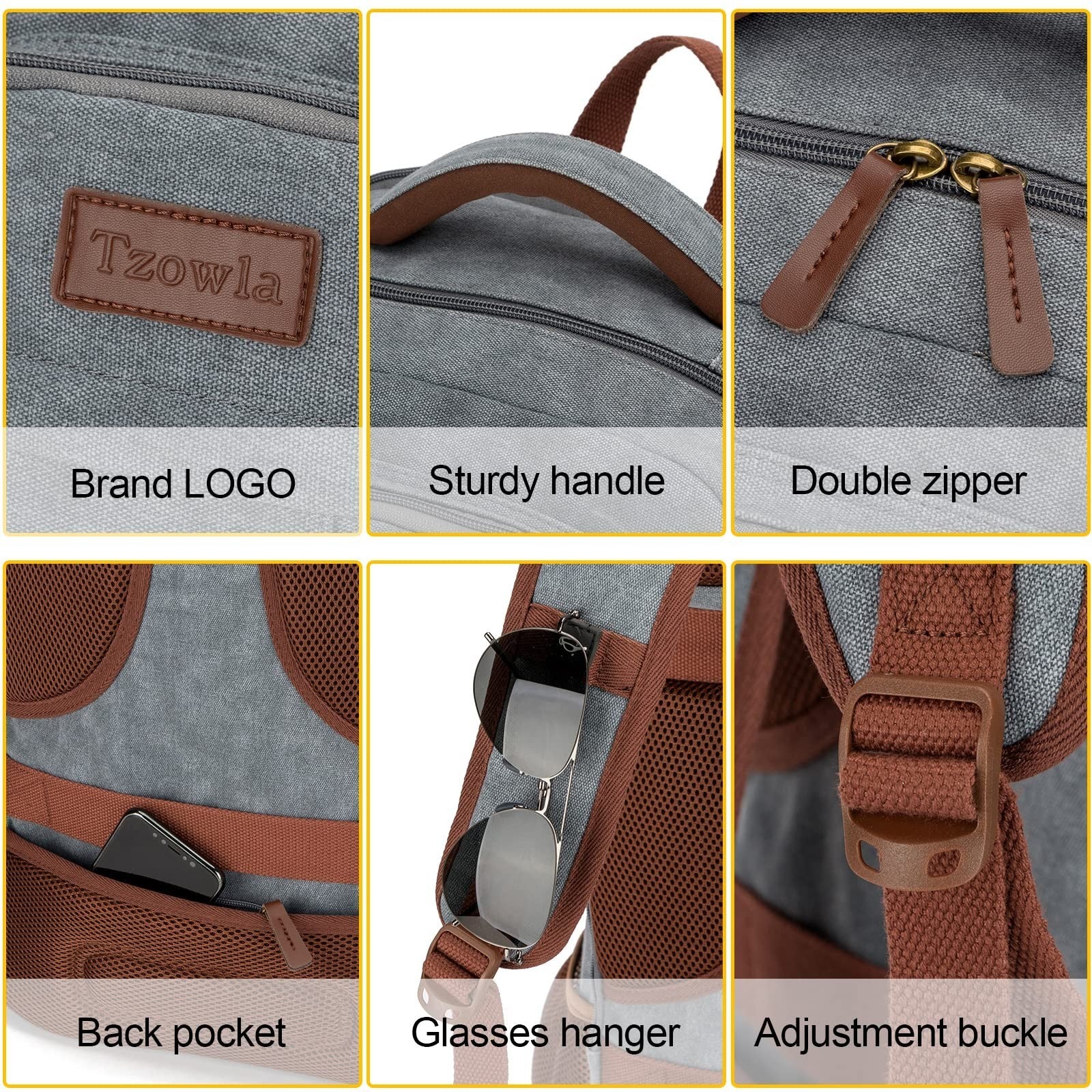Stylish Canvas Laptop Backpack for Men & Women, 15.6" Rucksack, Large Capacity T4