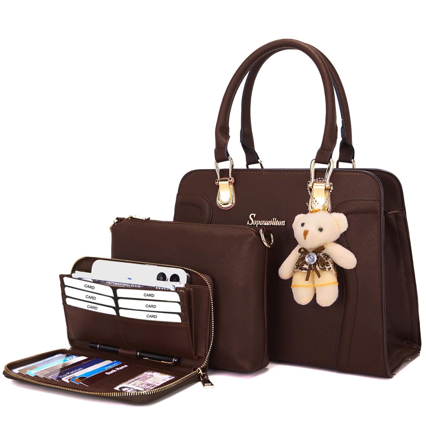 Stylish 3pcs Women's Shoulder Handbags Set - Satchel Purse & Wallet Included1