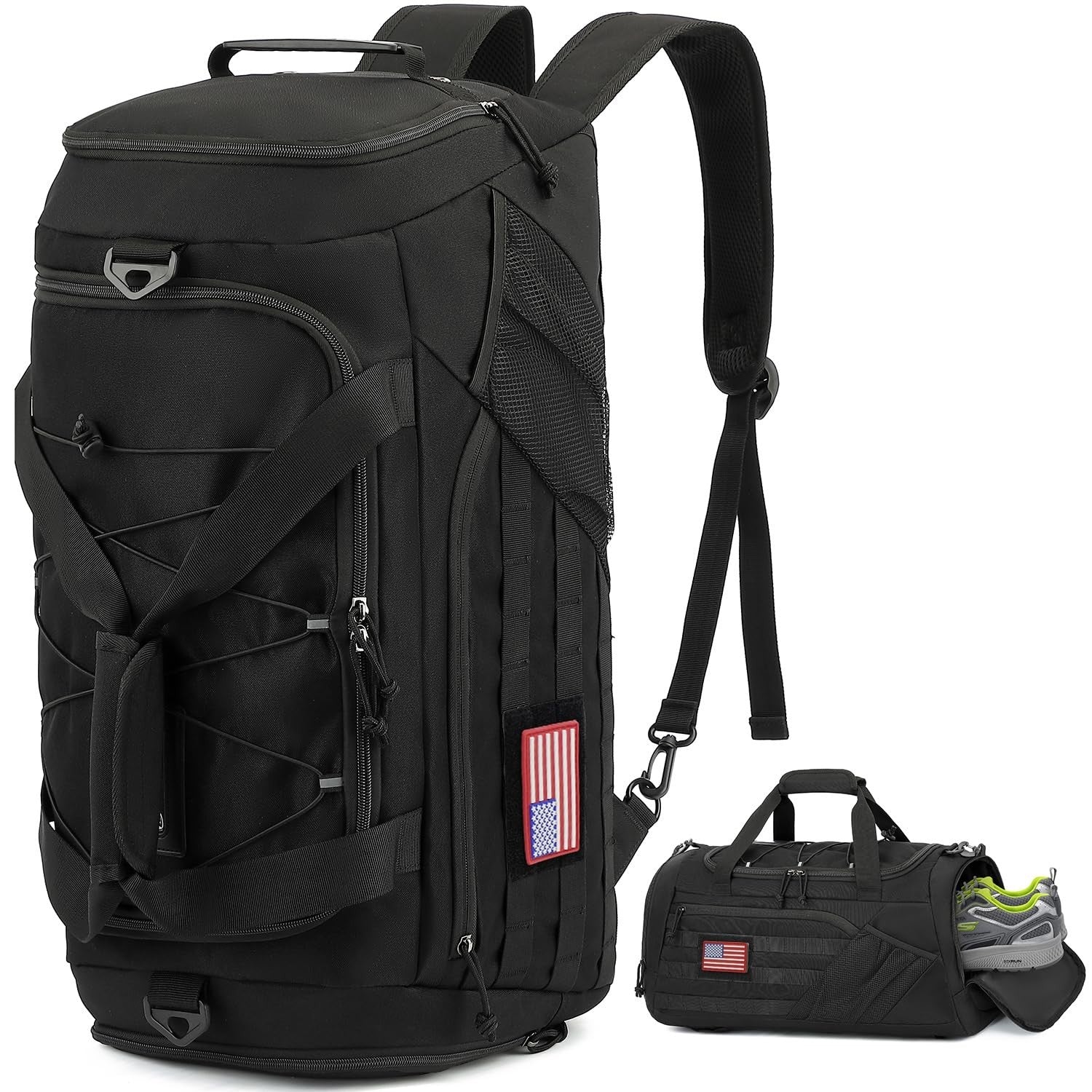 Multi Functional 45L Tactical Gym Duffle Bag Backpack with Shoe Compartment & We7