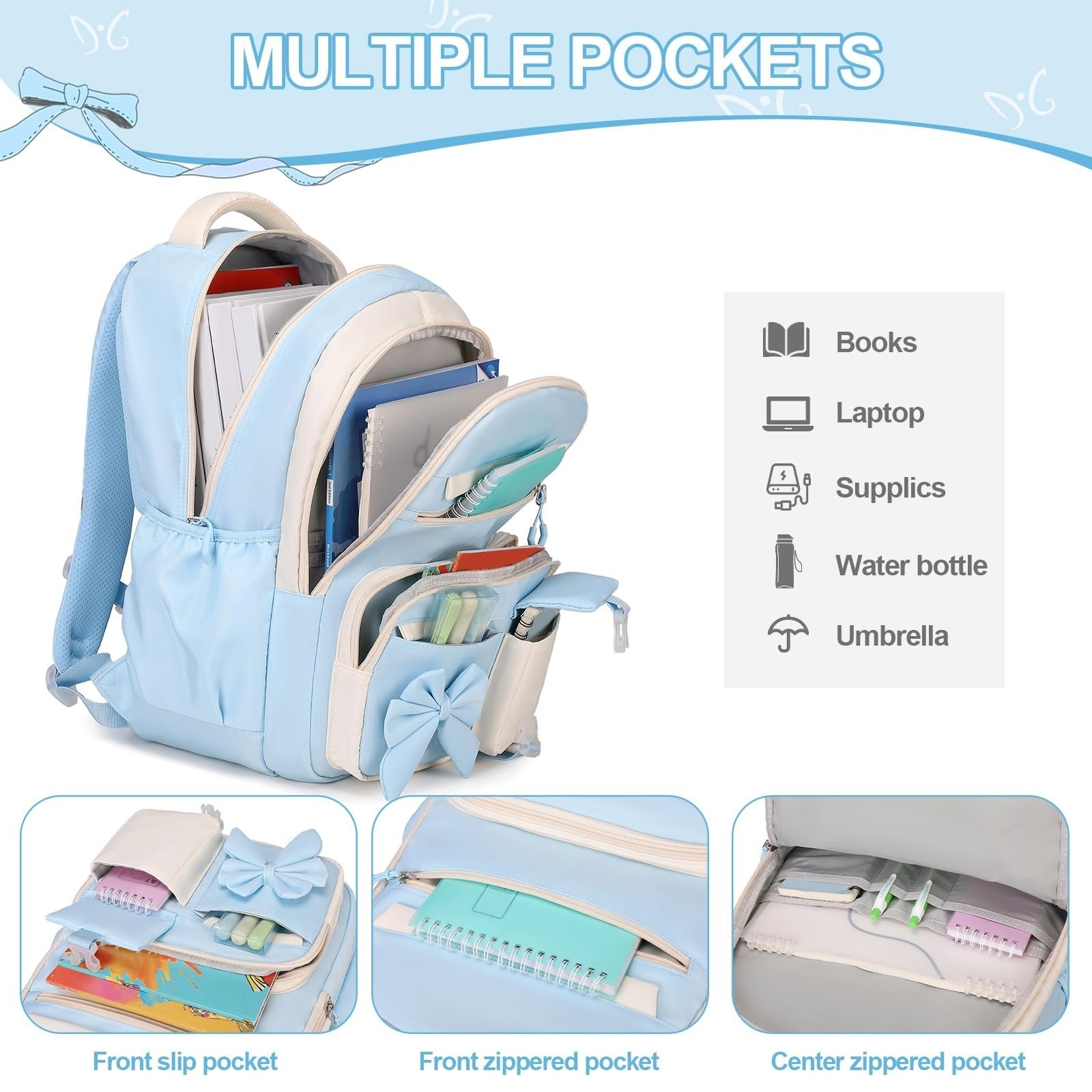 Cute Girls Backpack Set with Lunch Bag & Pencil Case   Stylish School Bag for Ki3