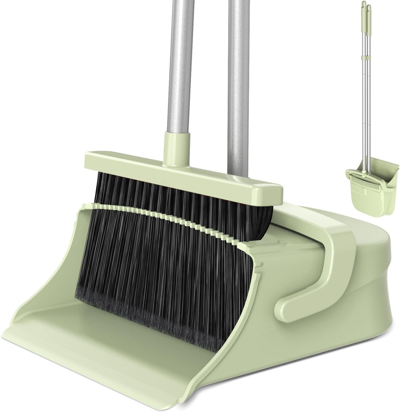 Pet Hair & Dust Broom with Dustpan Set - Long Handle Self-Cleaning for Home, Off1
