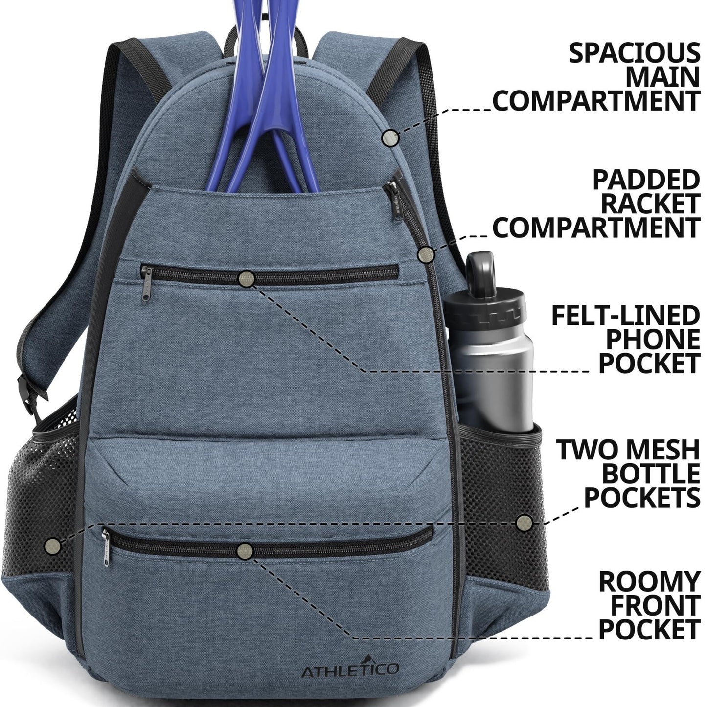 City Tennis Bag with Adjustable Straps, Large Capacity, and Durable Design2