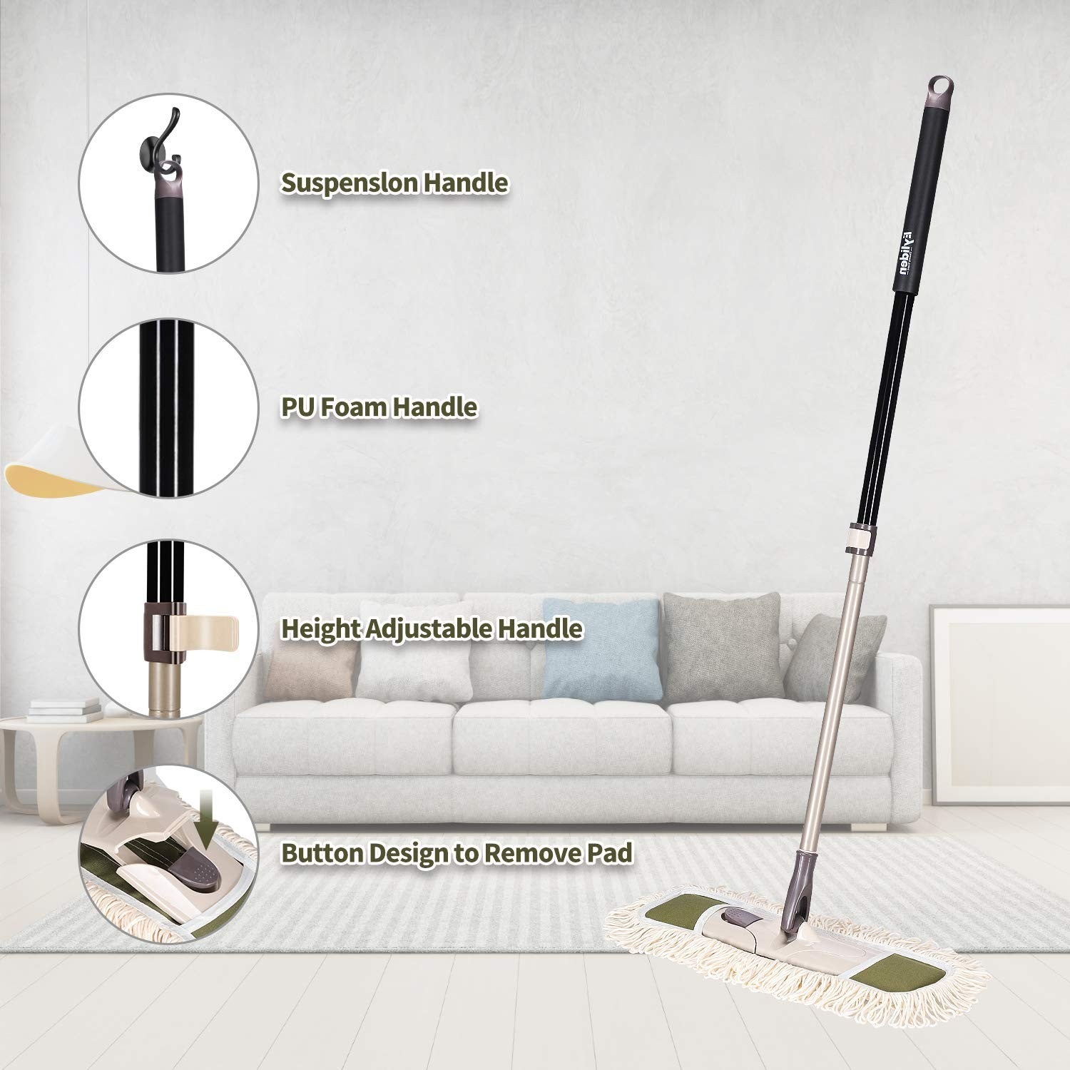 Microfiber Dust Mop with 2 Pads - Quick Swap for Home & Commercial Cleaning7