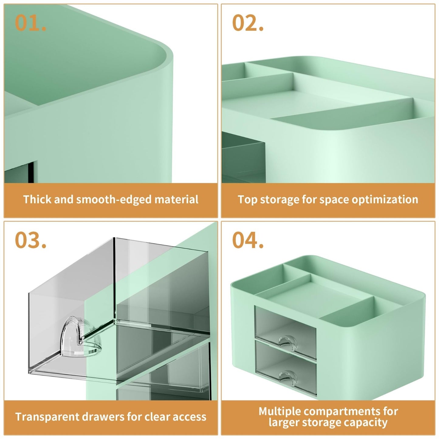 Multi Functional Desk Organizer with 2 Drawers, 5 Compartments, Pencil Holder  4