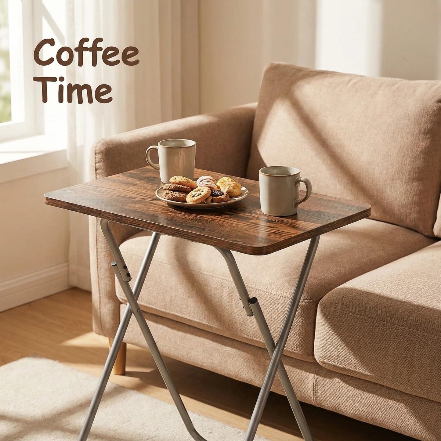 Folding TV Tray Table - Sturdy Snack Table for Couch, Sofa, Bed - No Assembly, C4