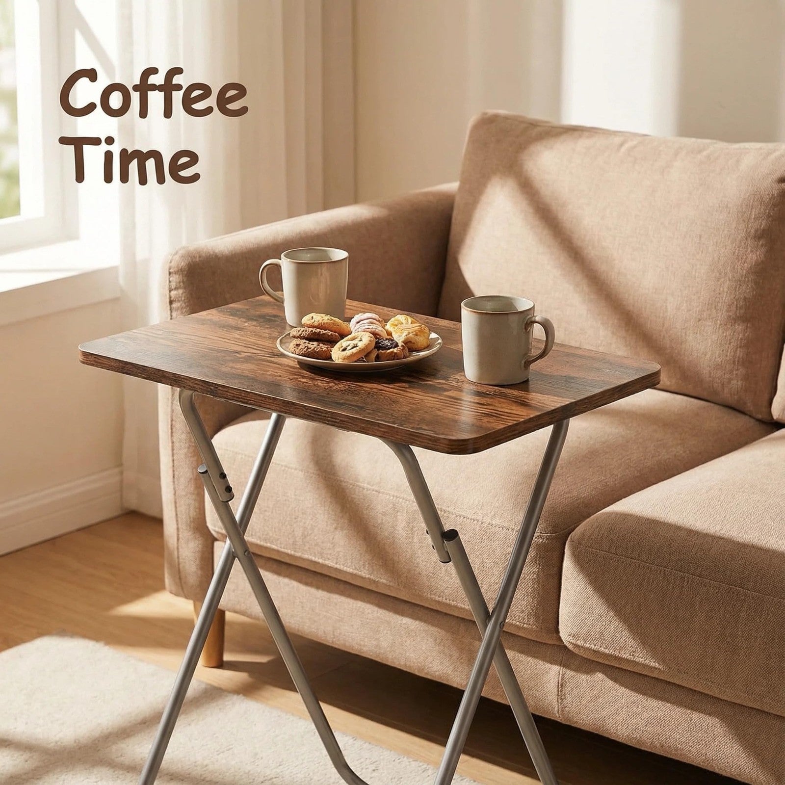 Folding TV Tray Table - Sturdy Snack Table for Couch, Sofa, Bed - No Assembly, C4