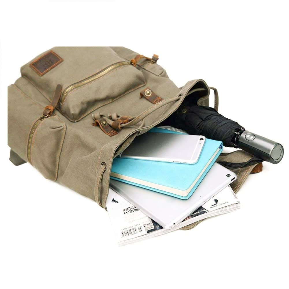 High Capacity Vintage Canvas Backpack for School, College, Hiking & Travel   Fit4