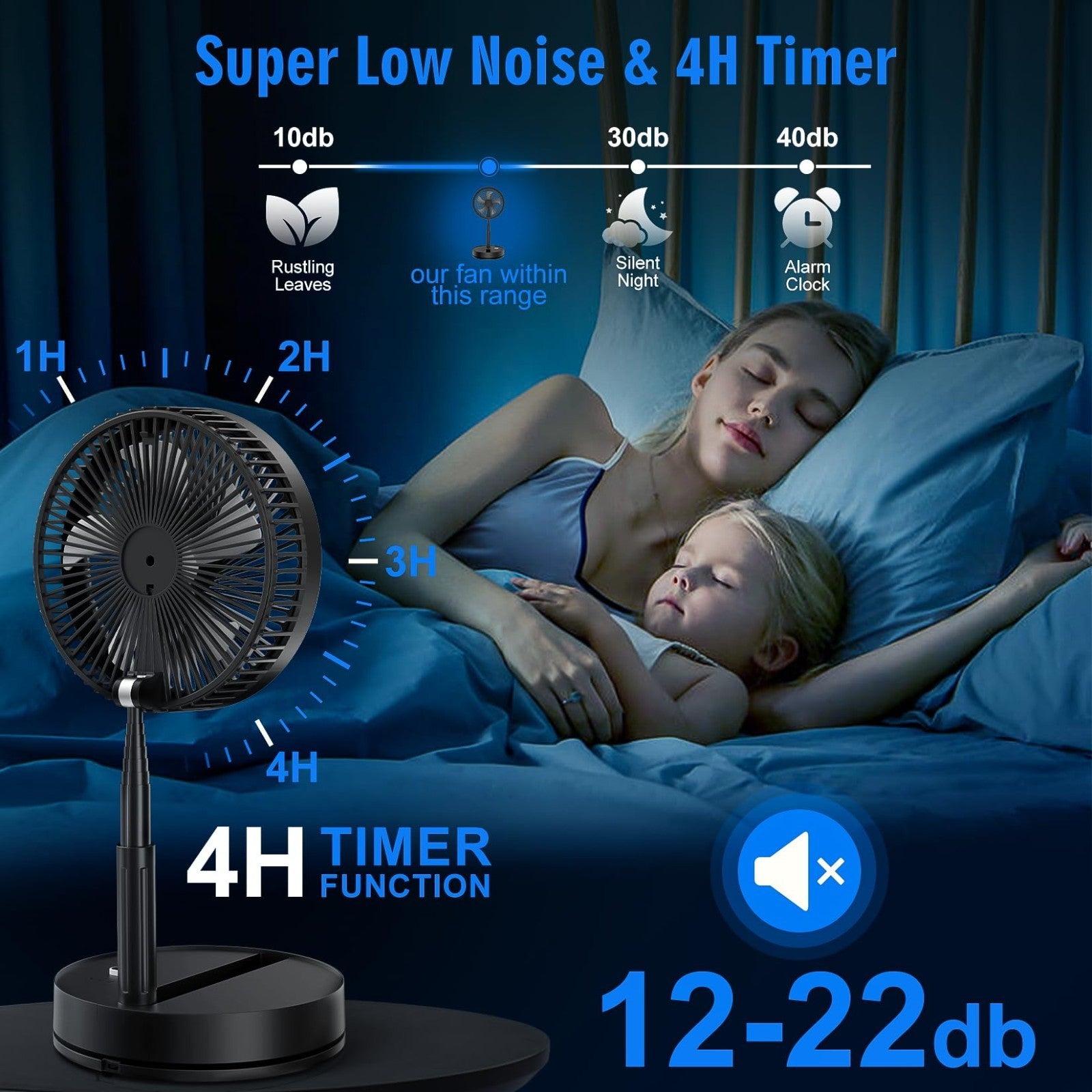 Portable Foldable Oscillating Fan   8.6" Rechargeable Battery USB C Remote Quiet3