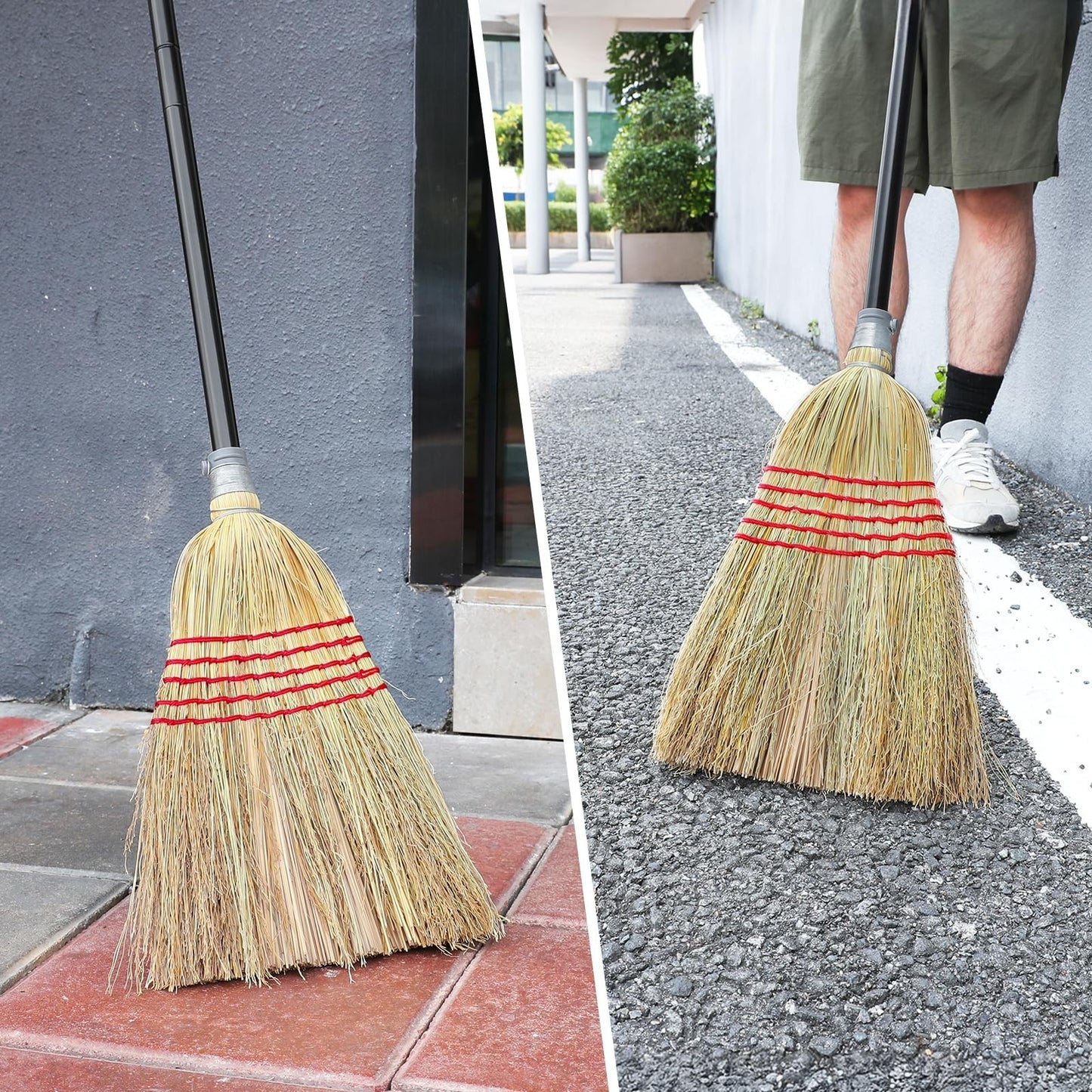 Heavy-Duty Corn Broom for Indoor/Outdoor Use - Ideal for Gravel, Leaves, Sand, a5